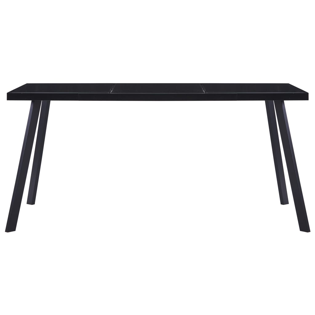 Kitchen table, black, 180 x 90 x 75 cm, tempered glass