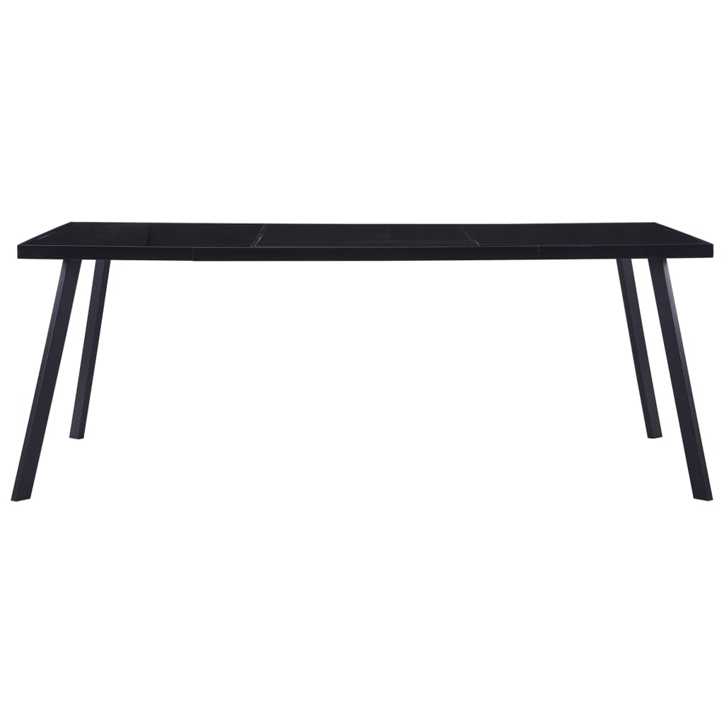 Kitchen table, black, 200 x 100 x 75 cm, tempered glass