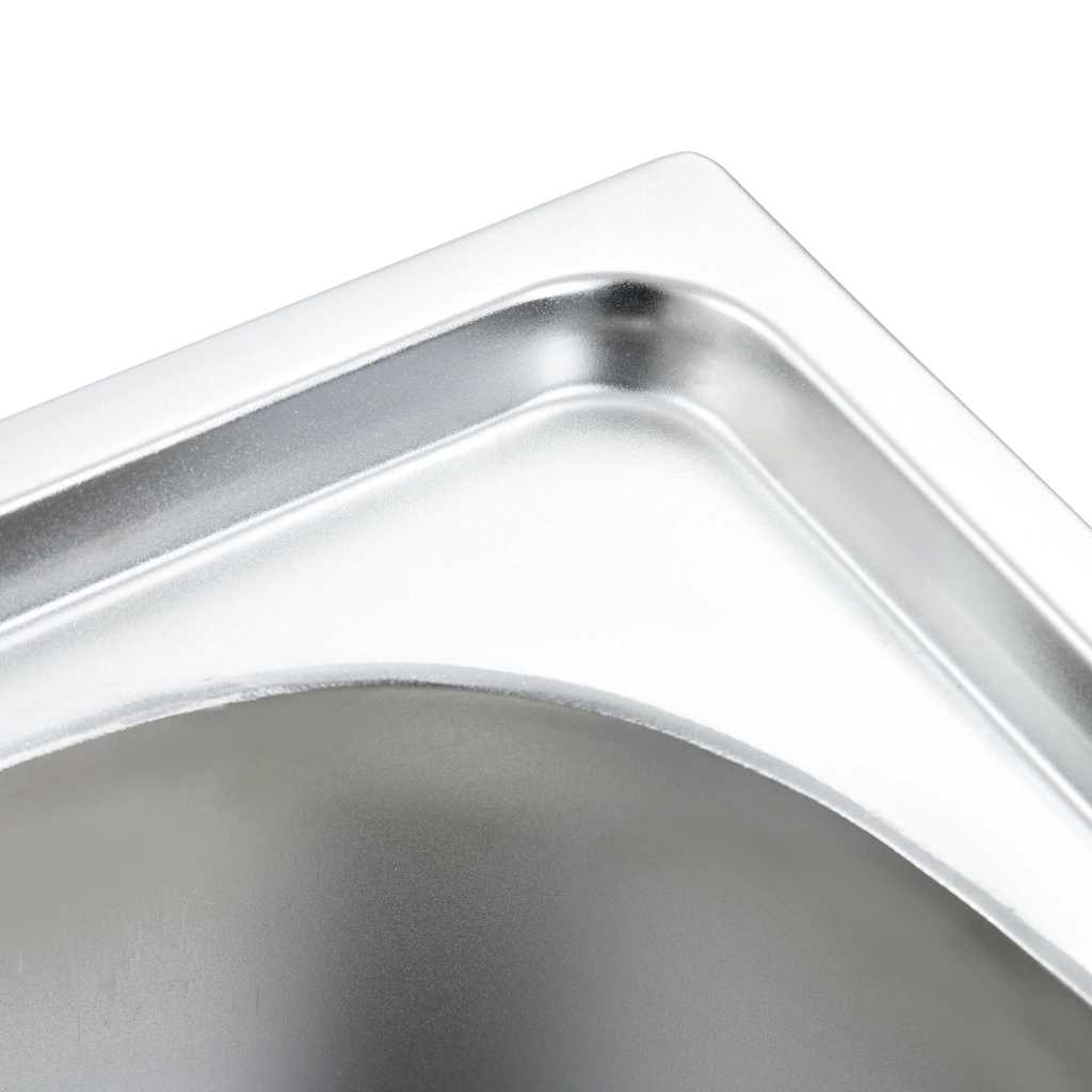 Double kitchen sink with strainer and siphon, stainless steel