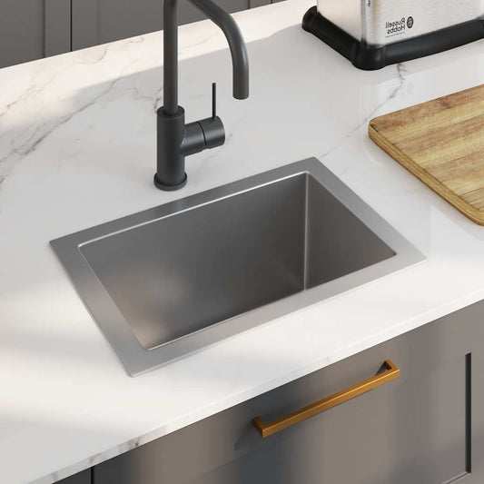 Handmade kitchen sink, stainless steel