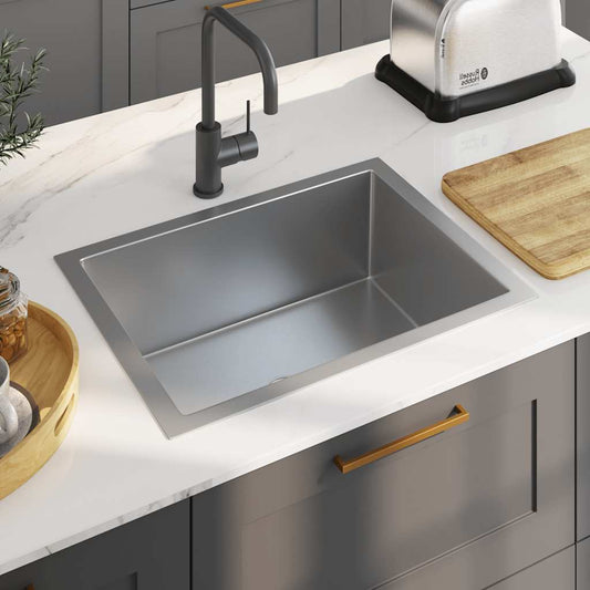 Handmade kitchen sink, stainless steel