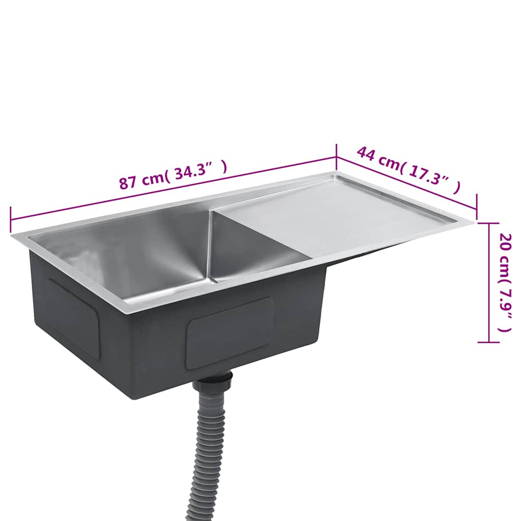 Handmade kitchen sink, stainless steel