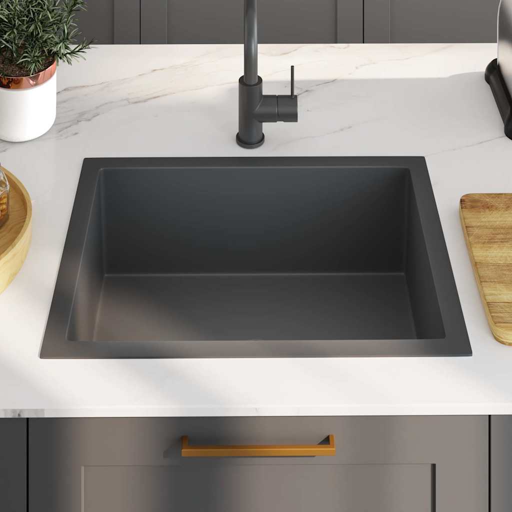 Handmade kitchen sink, black, stainless steel