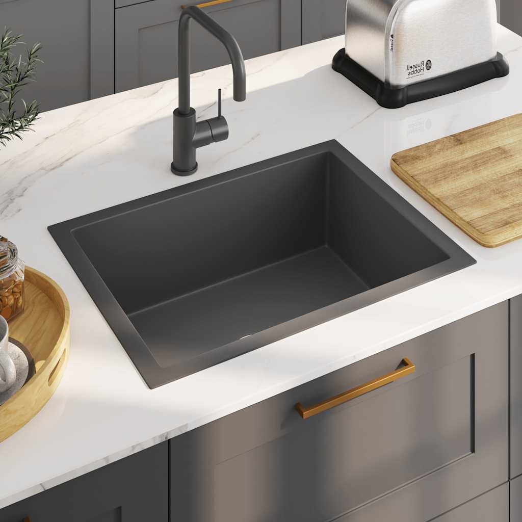 Handmade kitchen sink, black, stainless steel