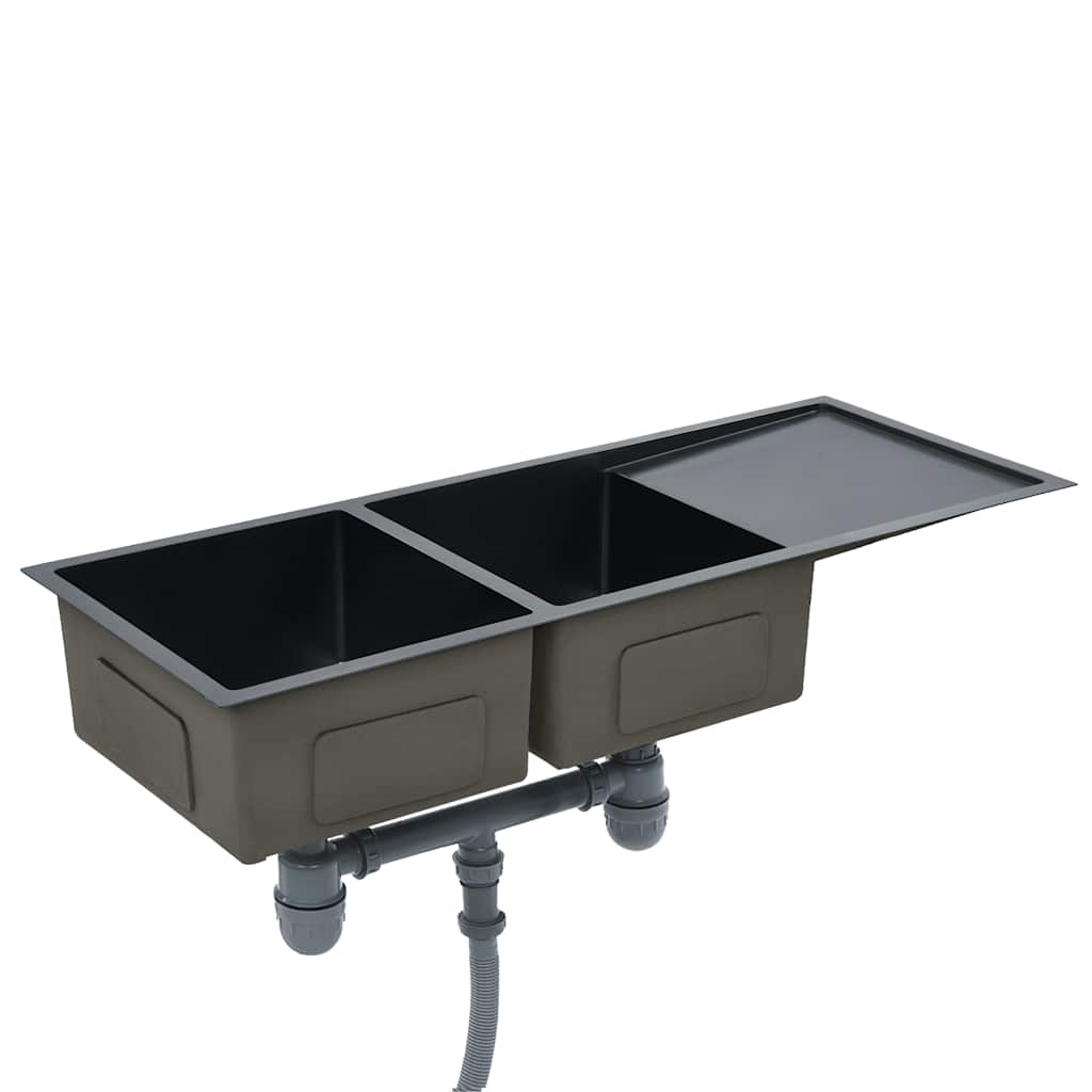 Handmade kitchen sink, black, stainless steel