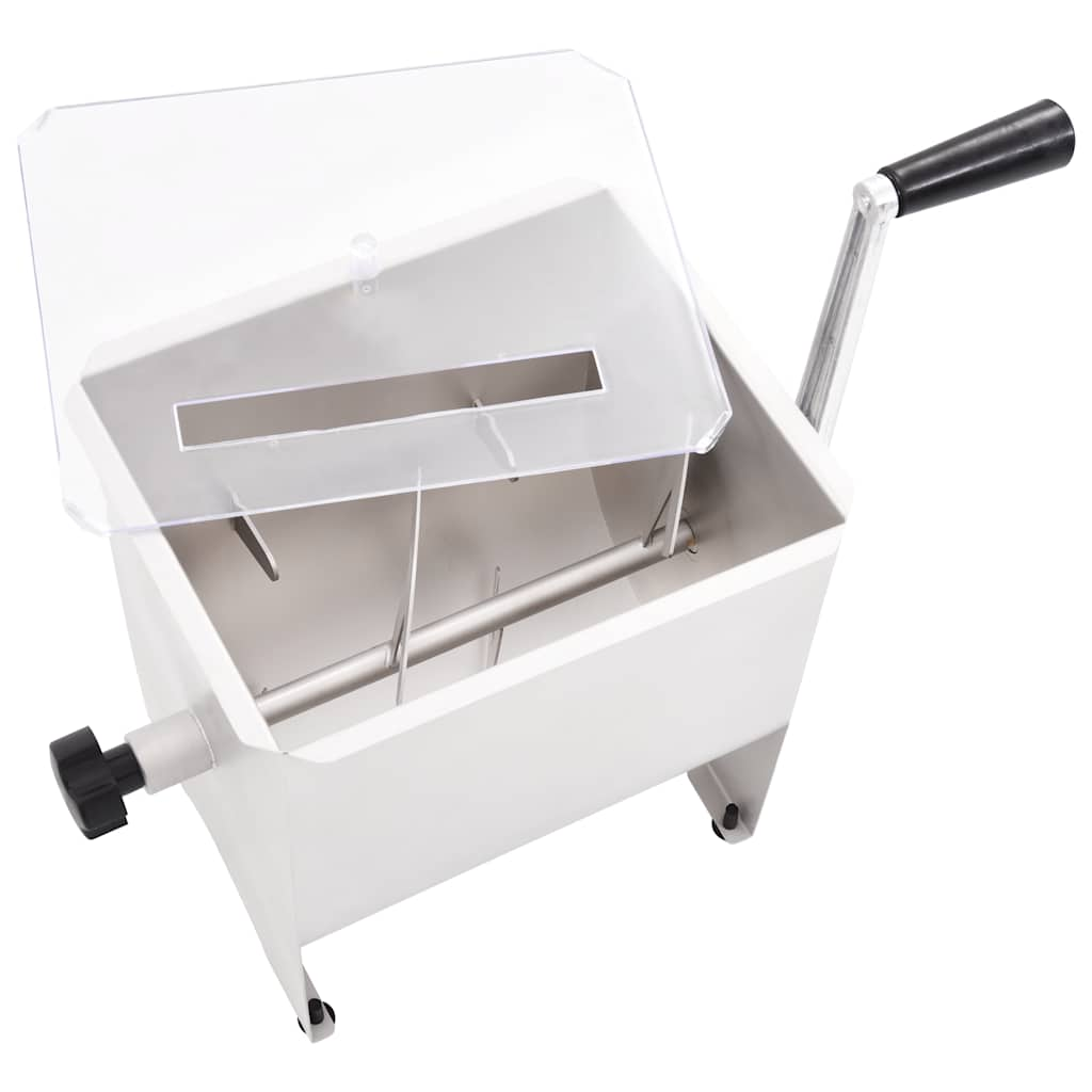 Manual meat mixer with lid, silver, stainless steel