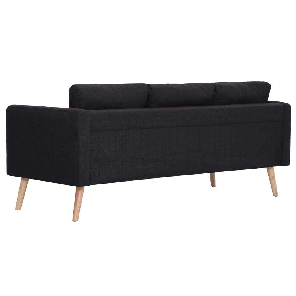 Sofa set, 2 pieces, black, fabric