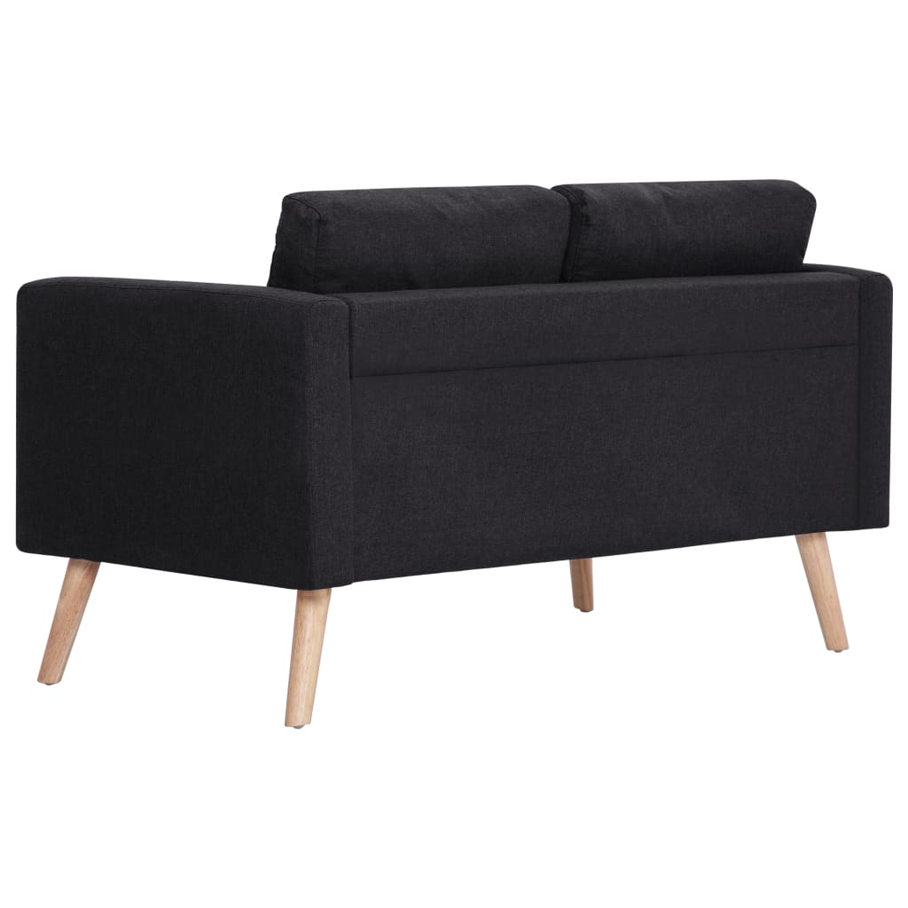 Sofa set, 2 pieces, black, fabric