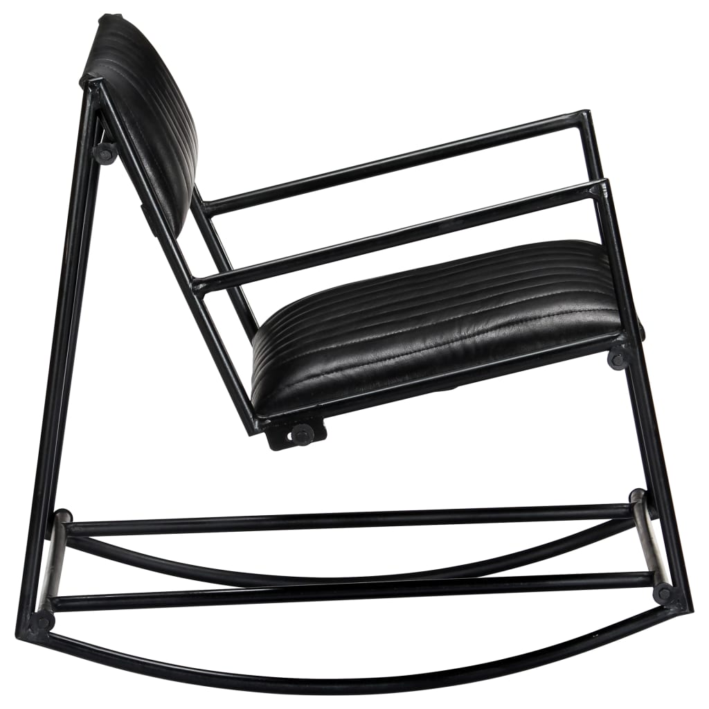 Rocking chair, black, natural leather