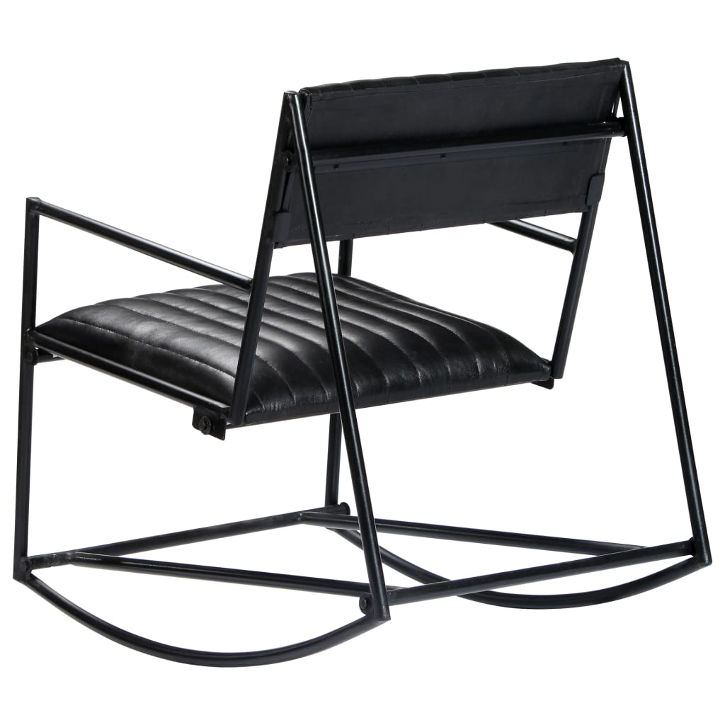 Rocking chair, black, natural leather