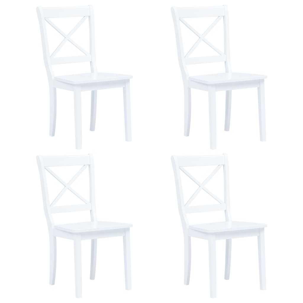 Kitchen furniture set, 5 pieces, white, solid rubber wood