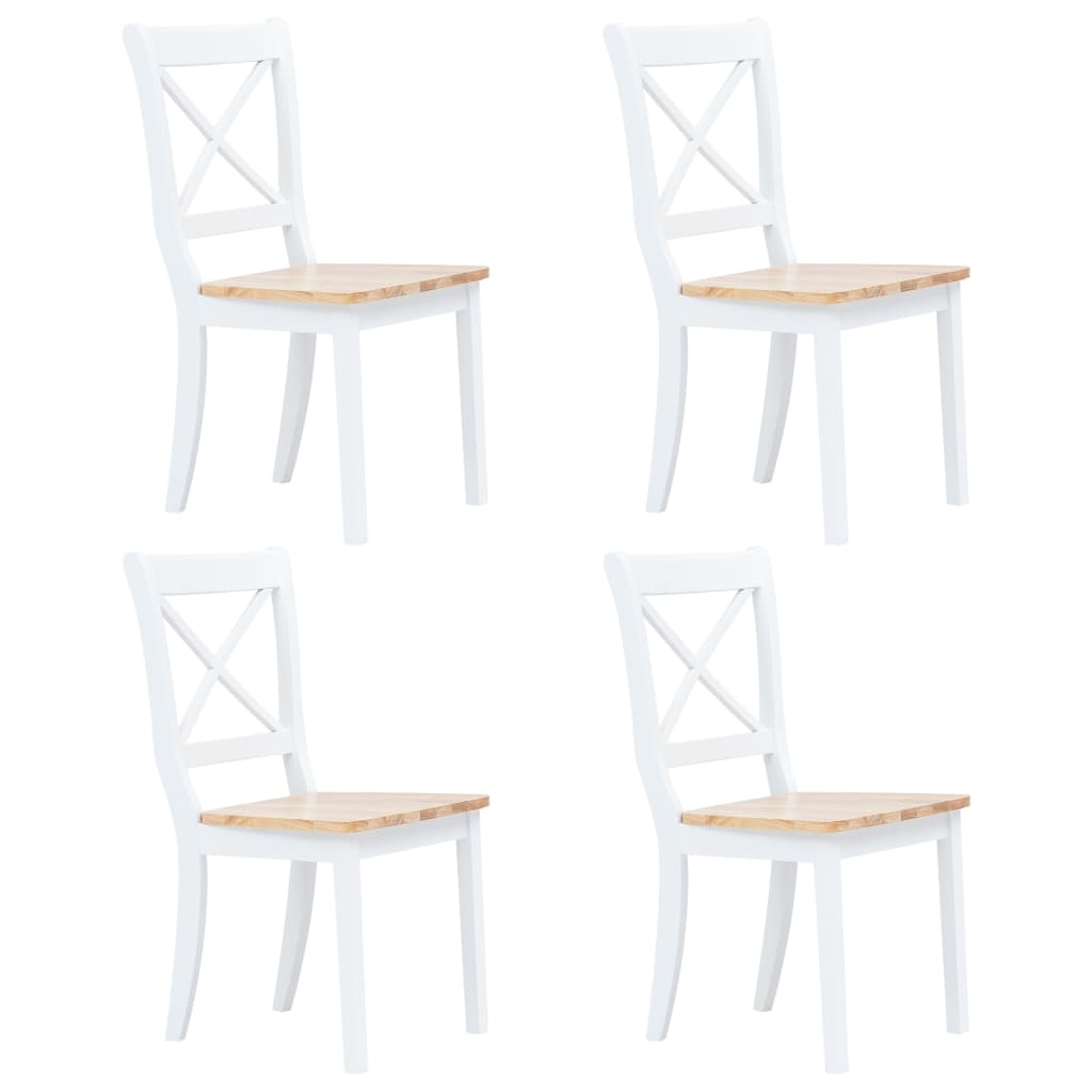 Kitchen furniture set, 5 pieces, white &amp; brown, solid rubber wood