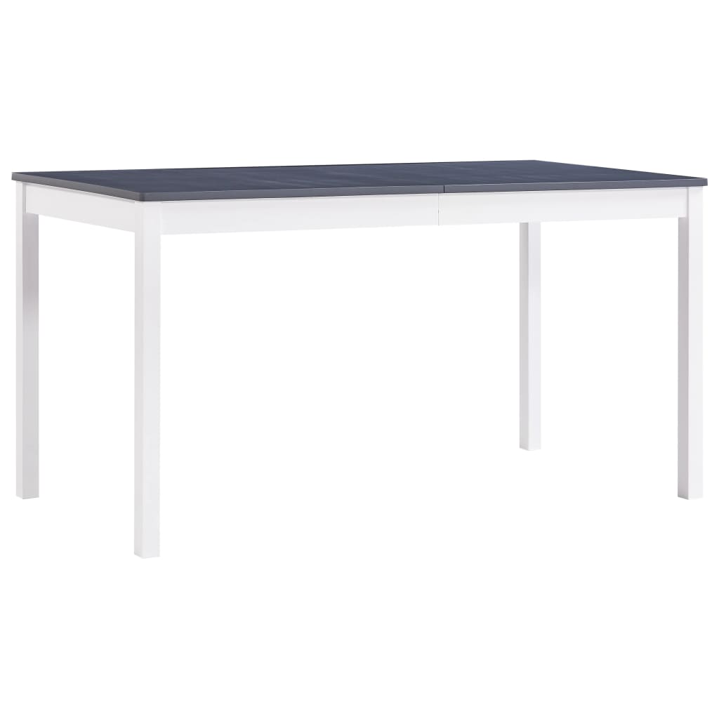 Kitchen table, white and gray, 140 x 70 x 73 cm, pine wood