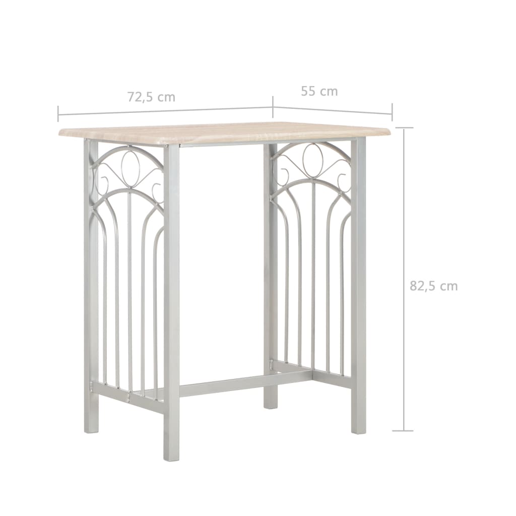 Bar furniture set, 3 pieces, wood and steel