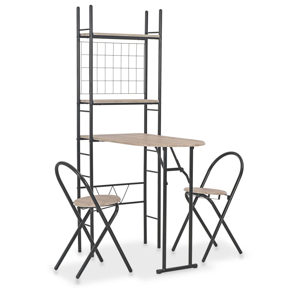 Kitchen furniture set, storage rack, 3 pieces, MDF and steel