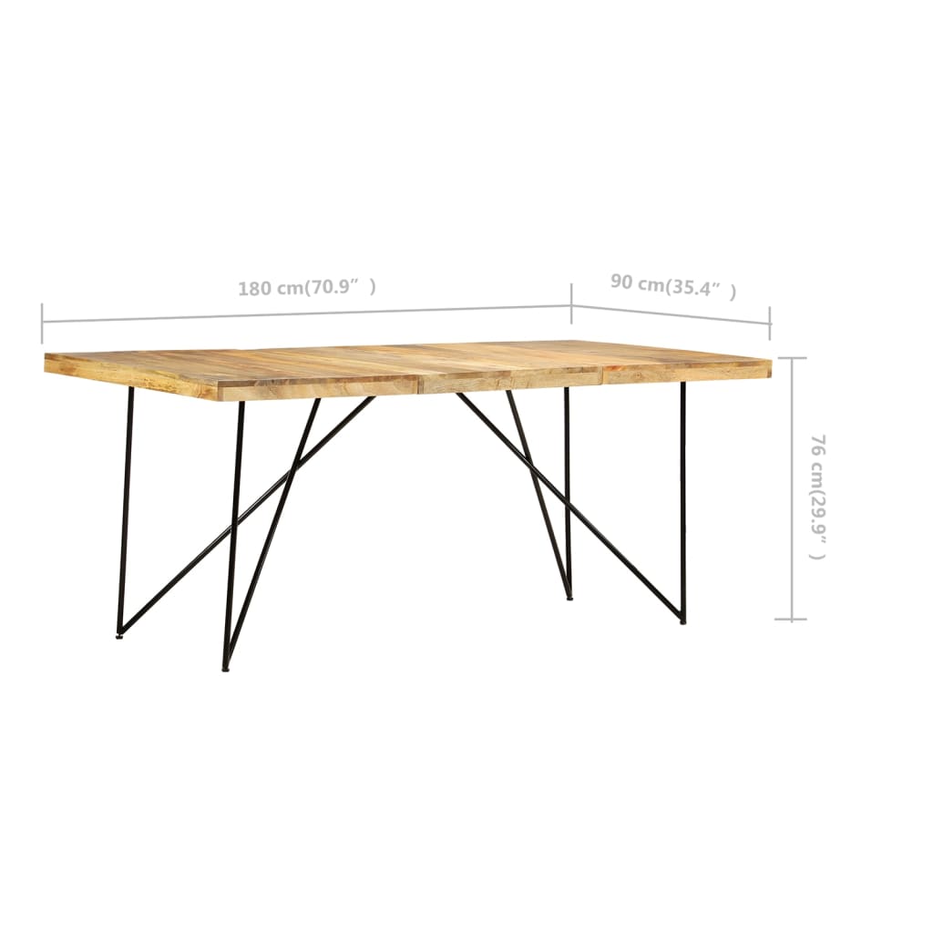 Kitchen table, 180 x 90 x 76 cm, solid mango wood