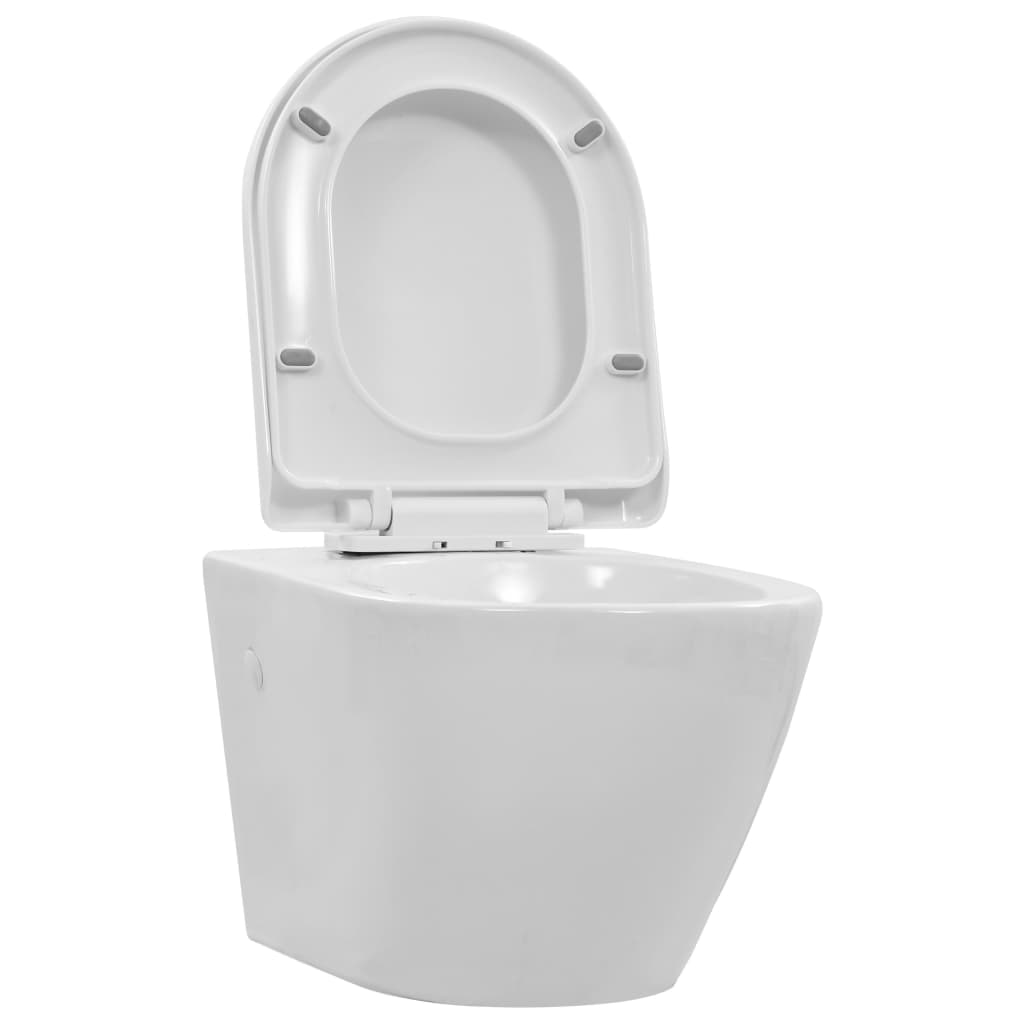 Wall-hung rimless toilet bowl, white, ceramic