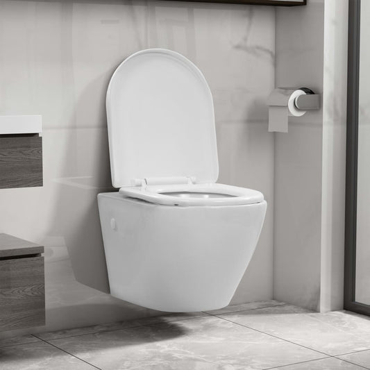 Wall-hung rimless toilet bowl, white, ceramic