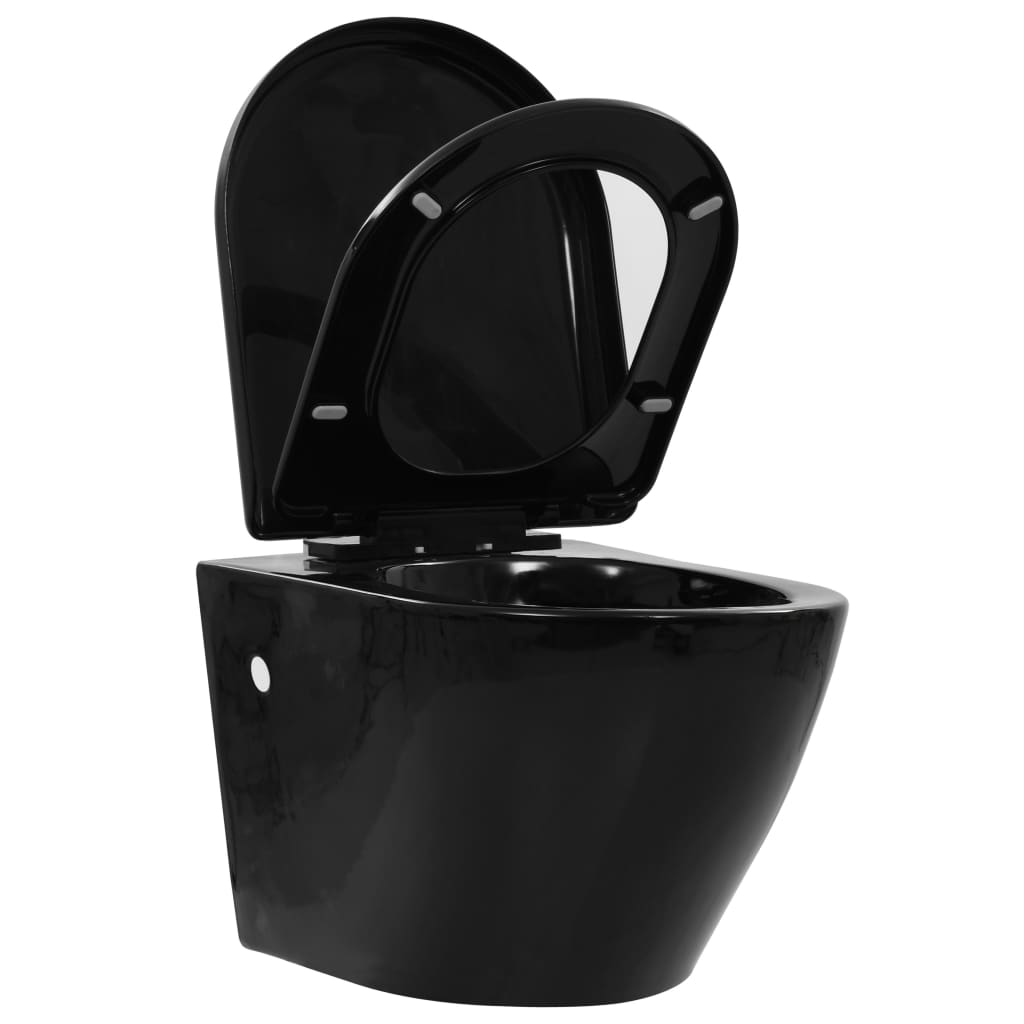 Wall-hung rimless toilet, black, ceramic