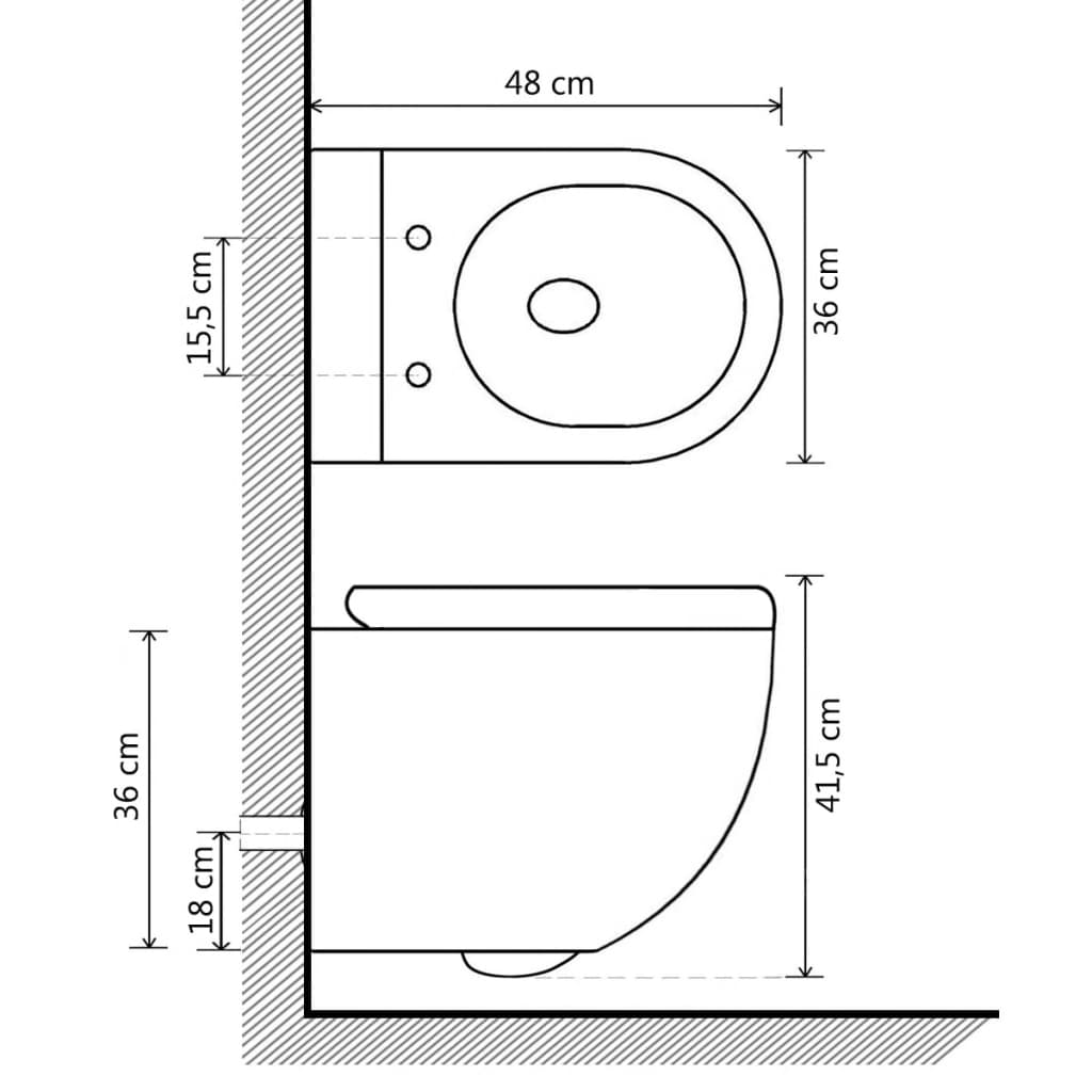 Wall-hung rimless toilet, black, ceramic