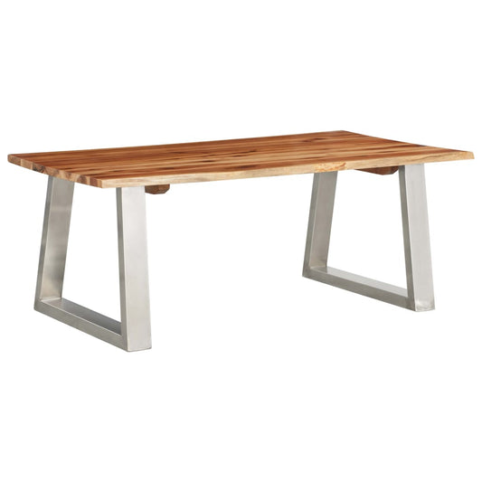 Coffee table, 100x60x40 cm, solid acacia wood &amp; stainless steel