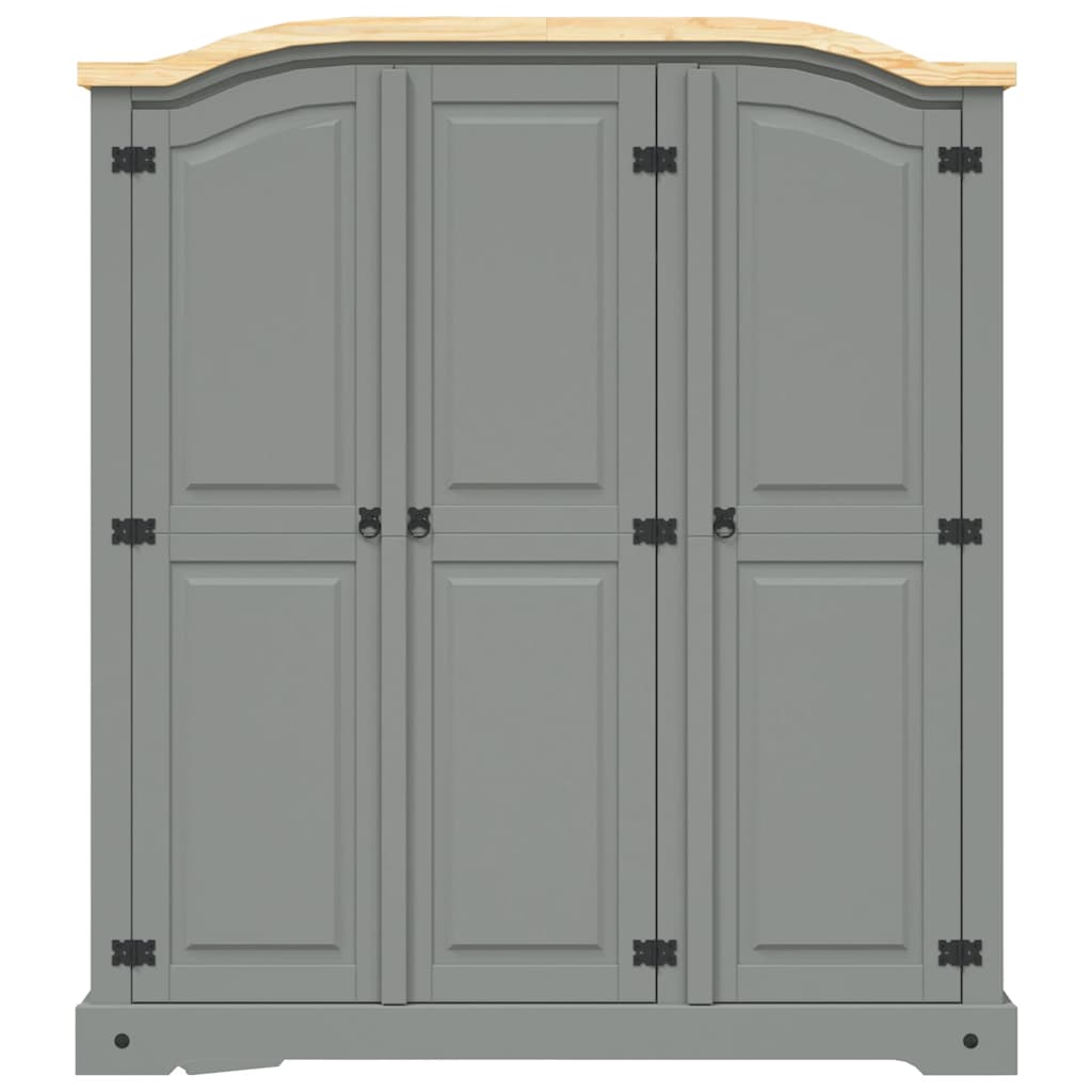 Wardrobe, gray, Mexican pine wood, 3 doors, Corona collection