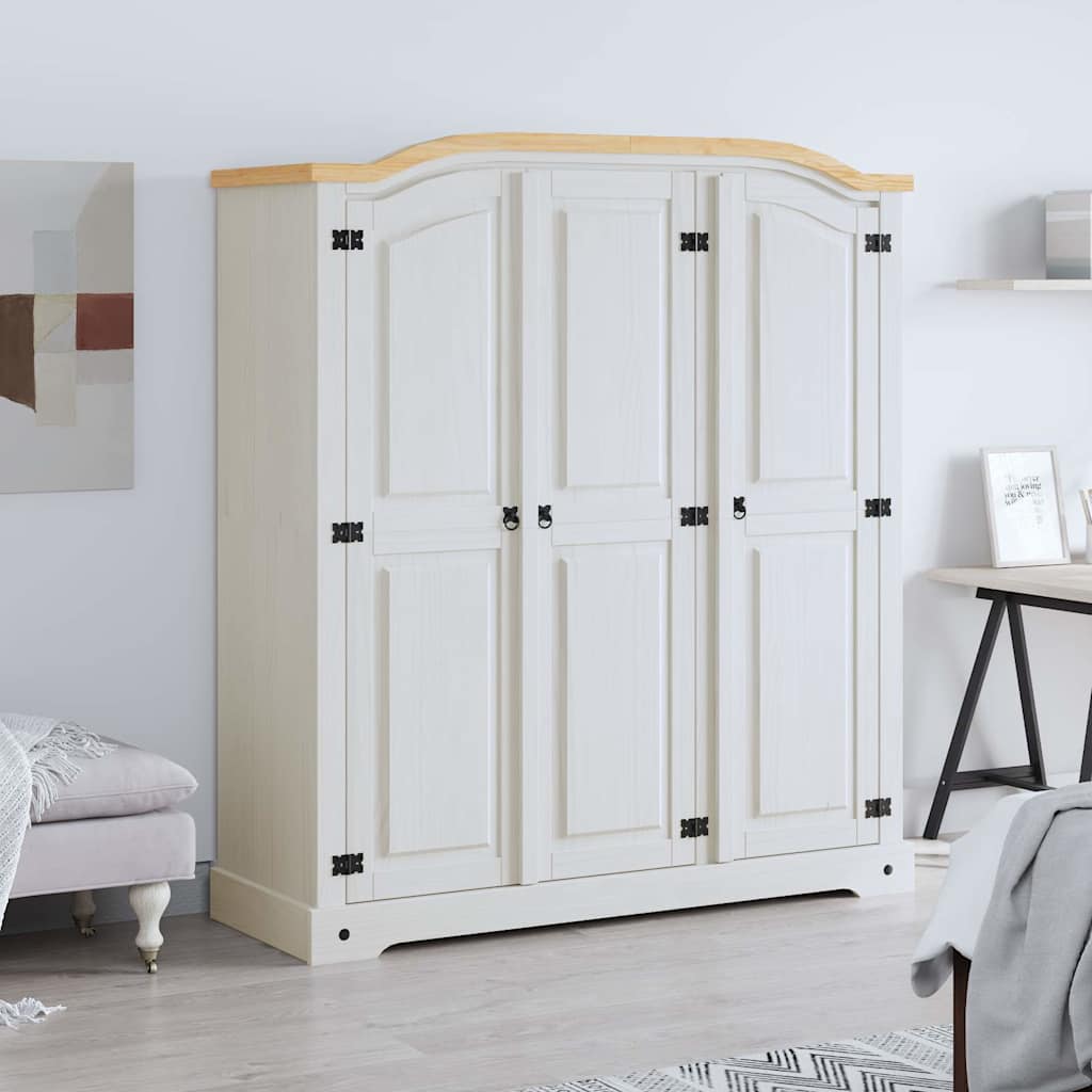 Wardrobe, white, Mexican pine wood, 3 doors, Corona collection