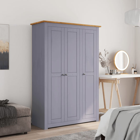 3-door wardrobe, gray, 118 x 50 x 171.5 cm, Panama pine