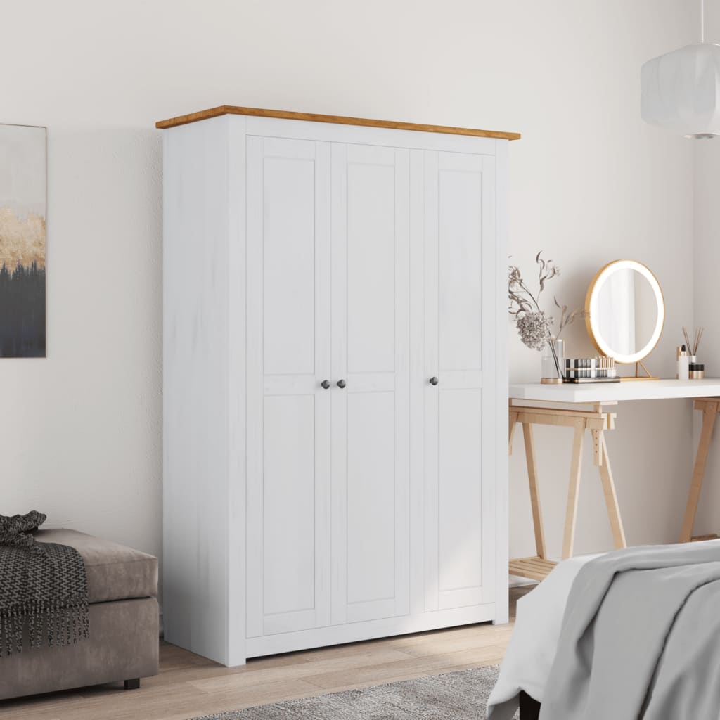 3-door wardrobe, white, 118 x 50 x 171.5 cm, Panama pine