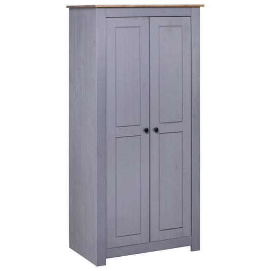 Wardrobe, gray, 80 x 50 x 171.5 cm, solid pine wood, Panama range