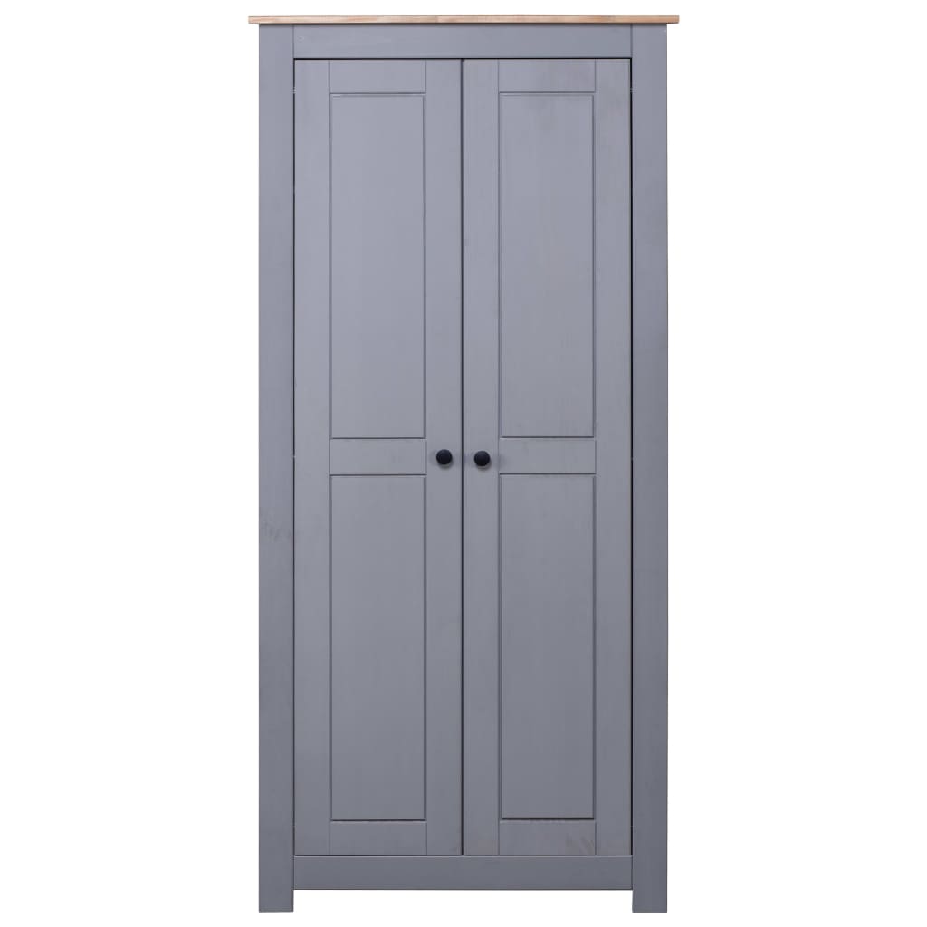 Wardrobe, gray, 80 x 50 x 171.5 cm, solid pine wood, Panama range