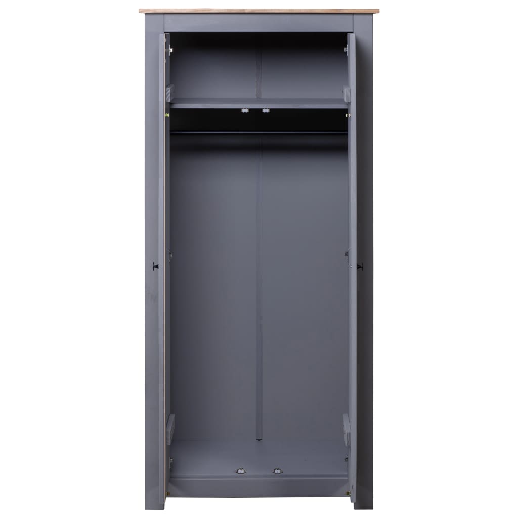 Wardrobe, gray, 80 x 50 x 171.5 cm, solid pine wood, Panama range