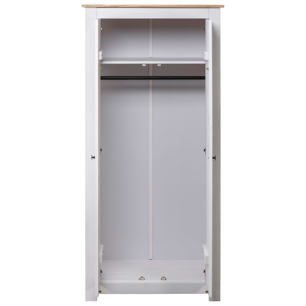 Wardrobe, white, 80 x 50 x 171.5 cm, solid pine wood, Panama range