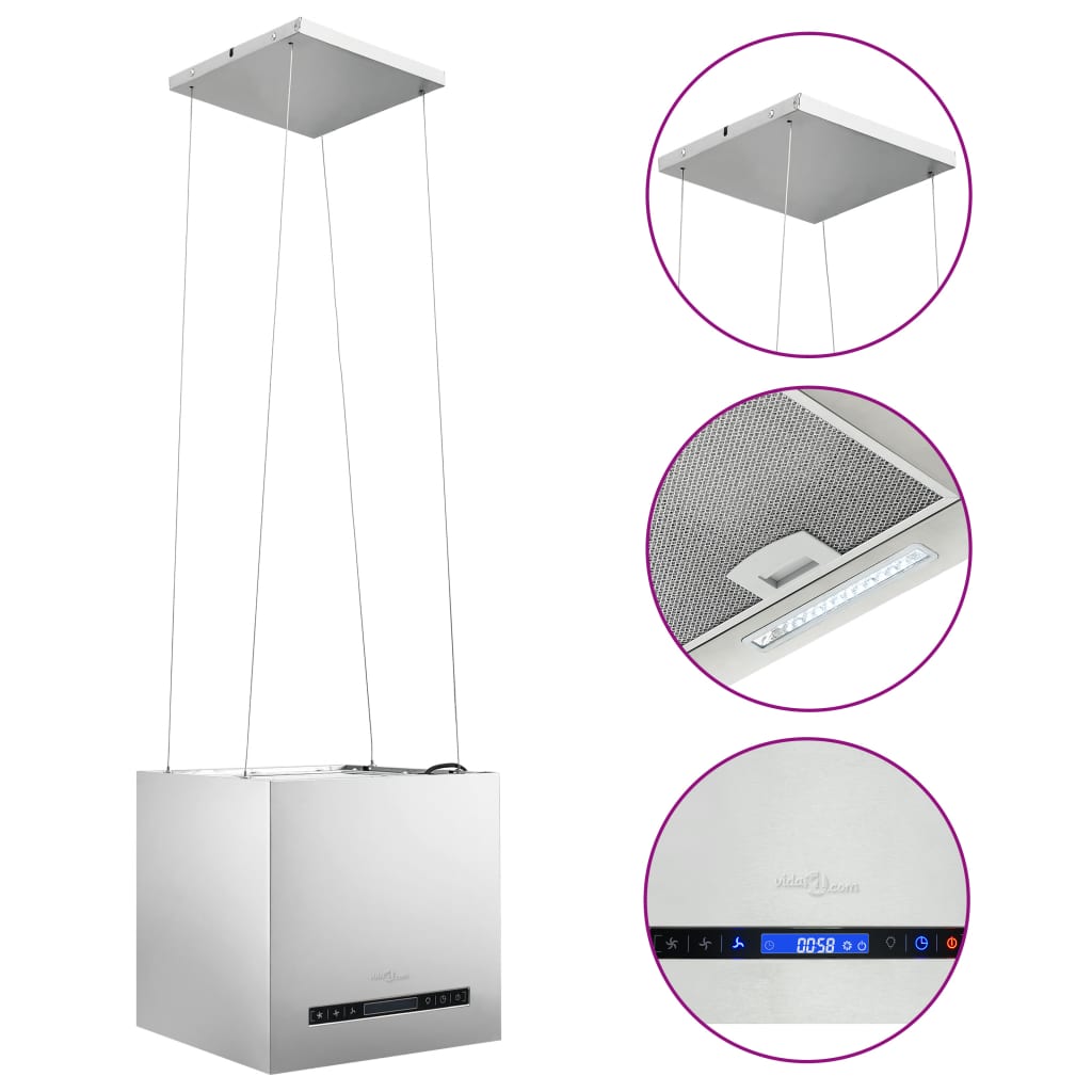 Island hood with LCD touch sensor 37 cm stainless steel