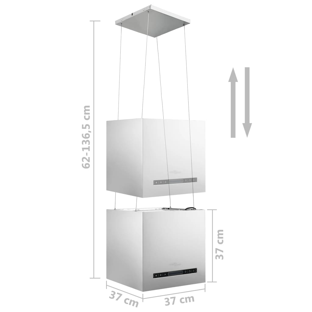 Island hood with LCD touch sensor 37 cm stainless steel