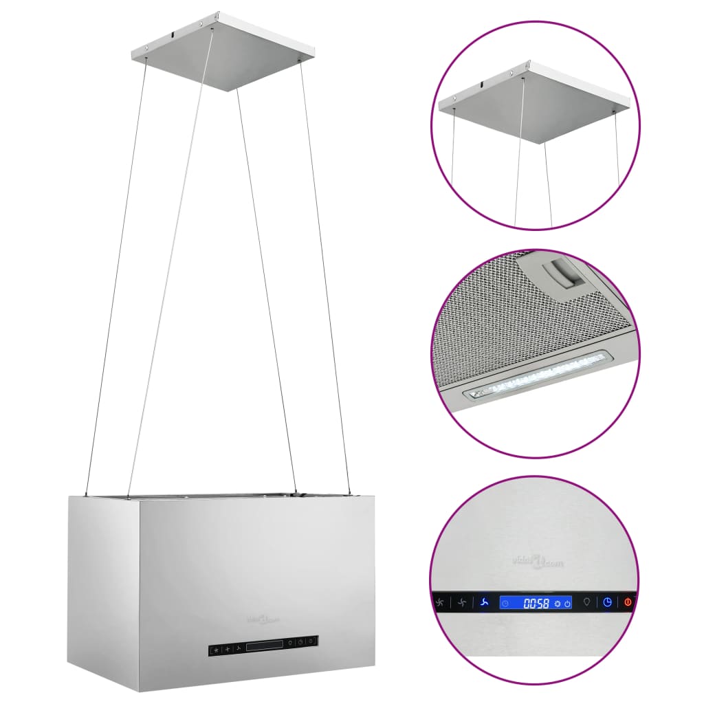 Island hood with LCD touch sensor 55 cm stainless steel