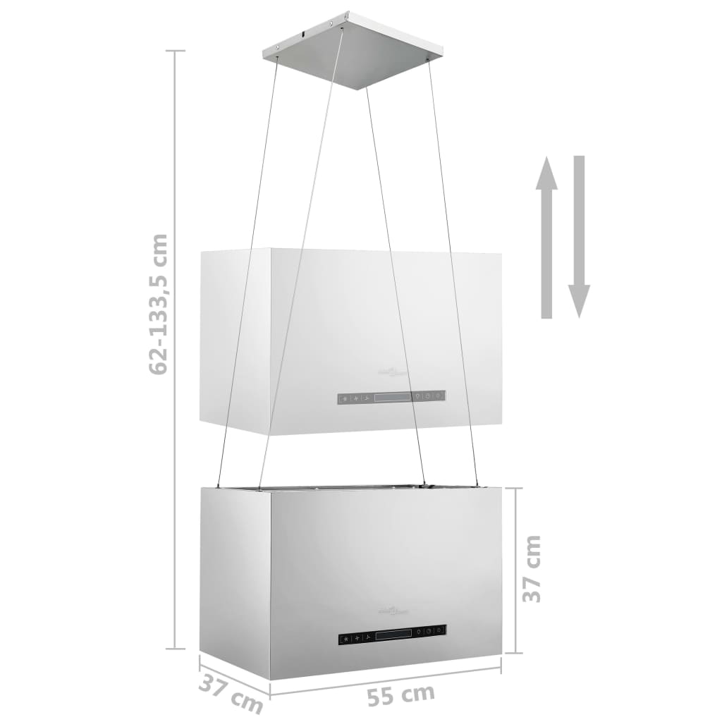 Island hood with LCD touch sensor 55 cm stainless steel