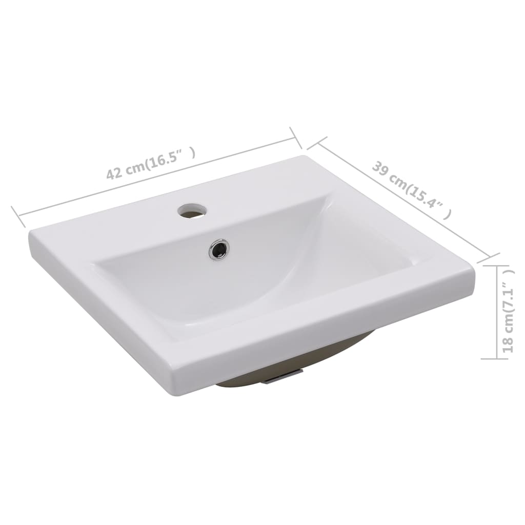 Built-in sink, white, 42 x 39 x 18 cm, ceramic