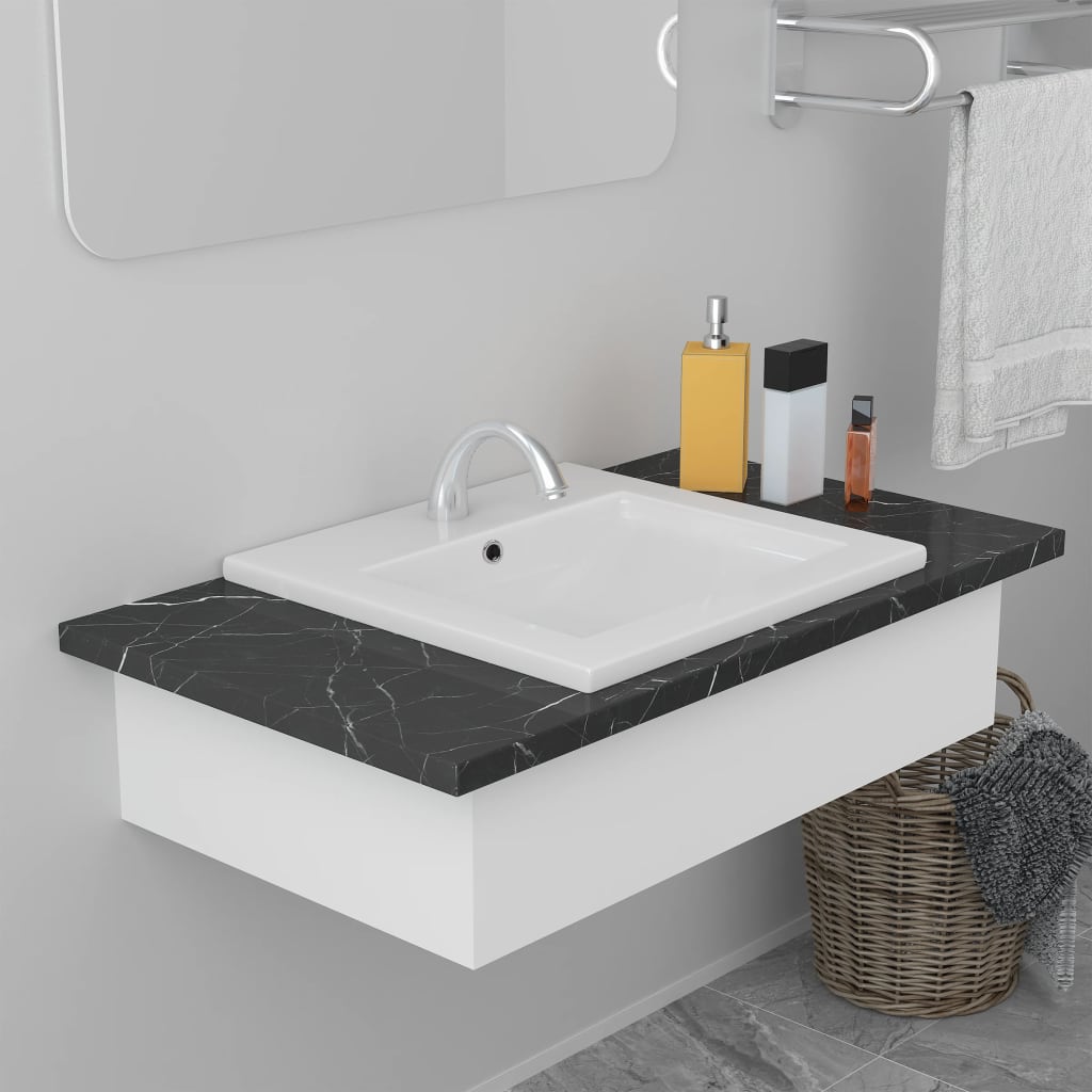 Built-in sink, white, 42 x 39 x 18 cm, ceramic