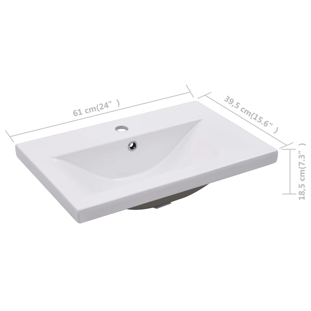 Built-in sink, white, 61 x 39.5 x 18.5 cm, ceramic