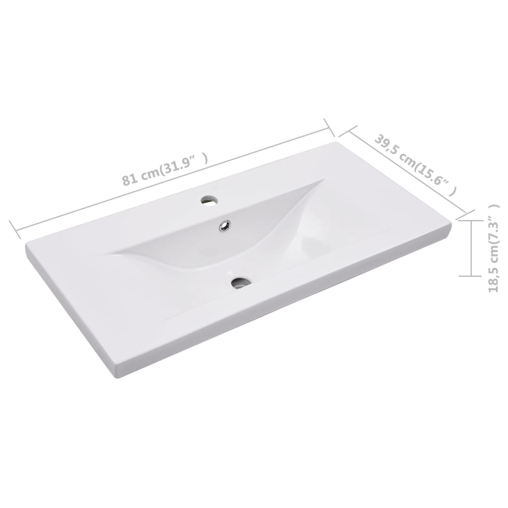 Built-in sink, white, 81 x 39.5 x 18.5 cm, ceramic