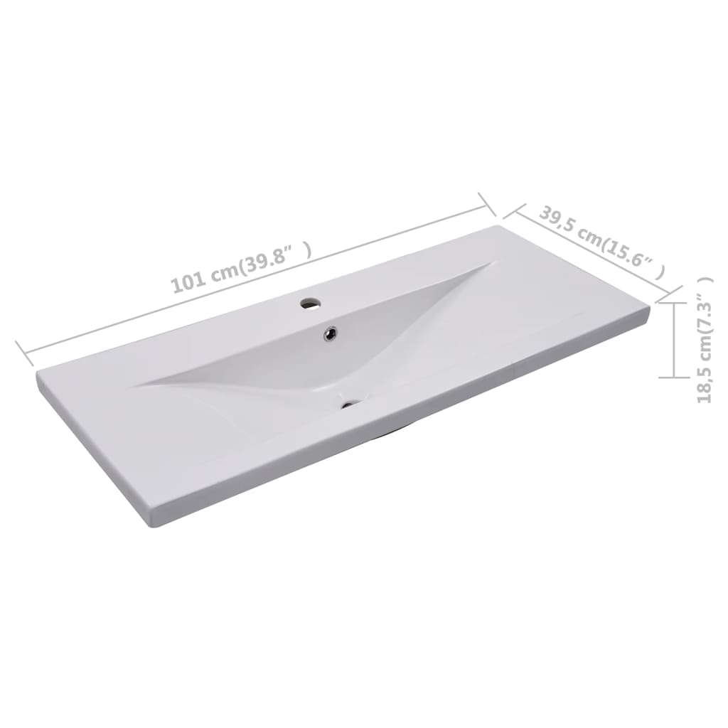 Built-in sink, white, 101 x 39.5 x 18.5 cm, ceramic