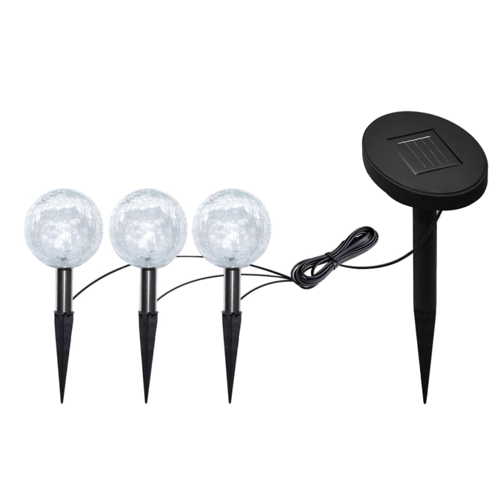 LED garden lights, 6 pcs., stakes &amp; solar panels