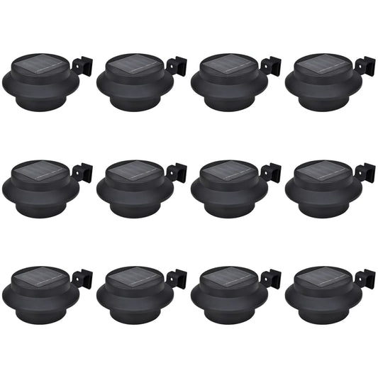 Solar outdoor fence lights, 12 pcs, black, LED