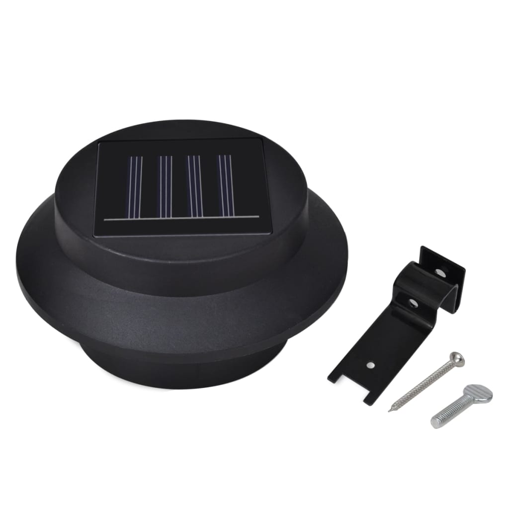 Lămpi solare de exterior pentru gard, 12 buc., negru, LED