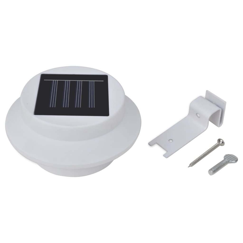 Lămpi solare de exterior pentru gard cu LED, 12 buc., alb