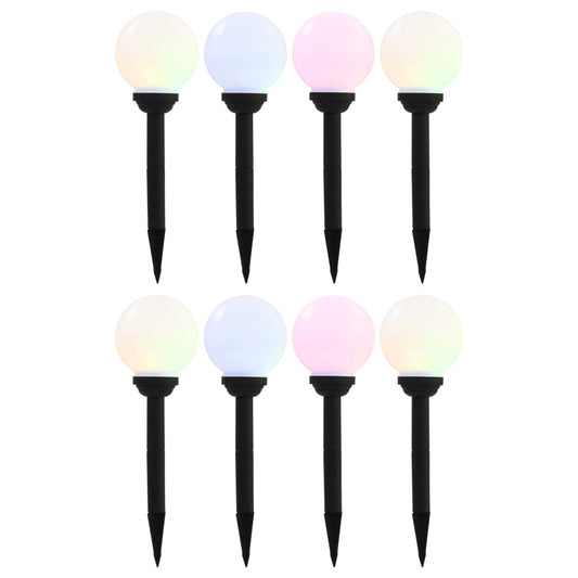 Solar outdoor LED lights, 8 pcs, 15 cm, RGB, spherical