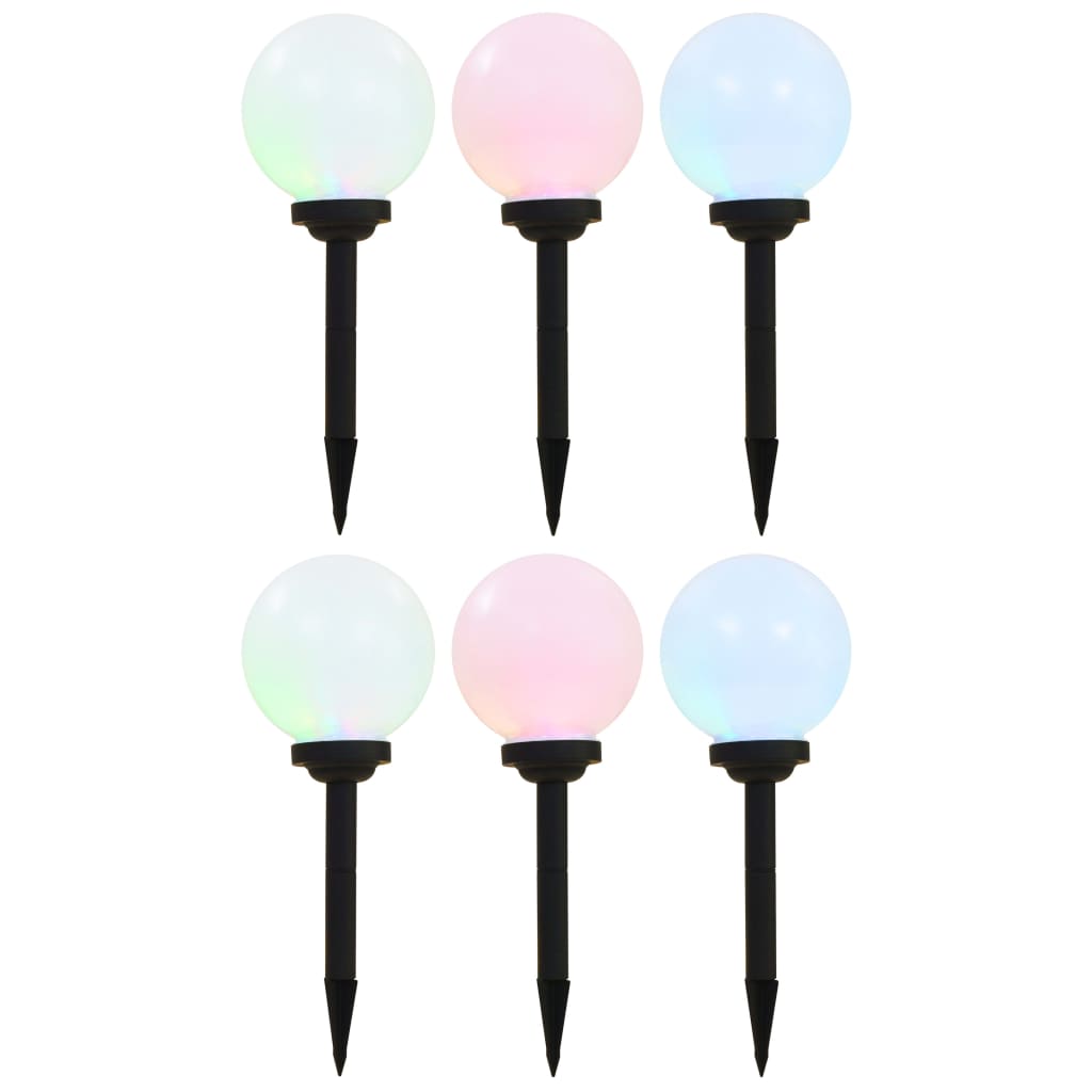 Solar outdoor lights, 6 pcs., 20 cm, RGB, spherical, LED