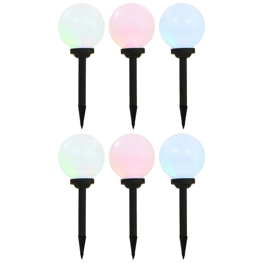 Solar outdoor lights, 6 pcs., 20 cm, RGB, spherical, LED