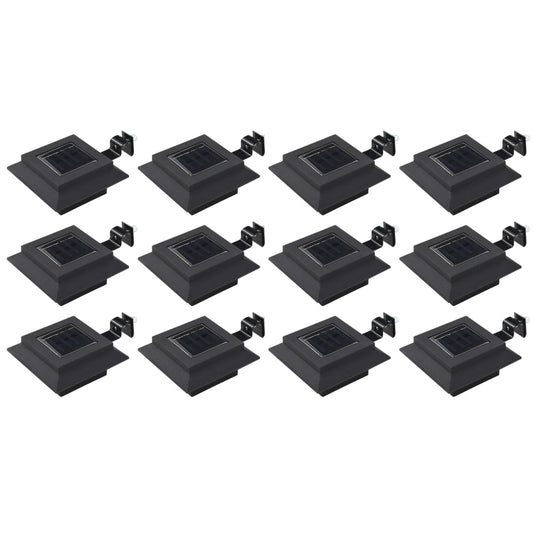 Solar outdoor lights, 12 pcs., black, 12 cm, square, LED